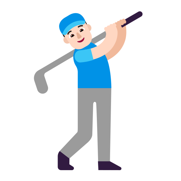 Man Golfing Flat Light Vector