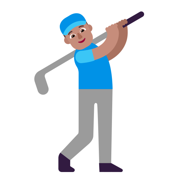 Man Golfing Flat Medium Vector