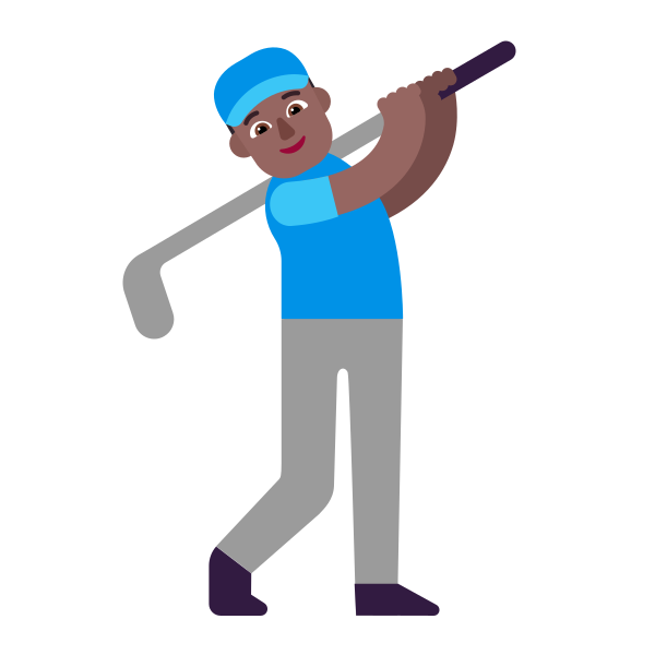 Man Golfing Flat Medium Dark Vector