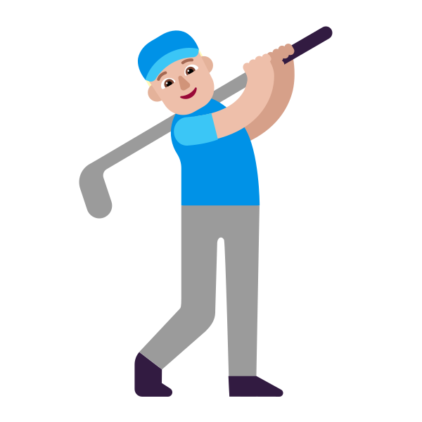 Man Golfing Flat Medium Light