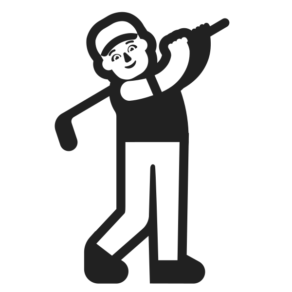 Man Golfing High Contrast Default