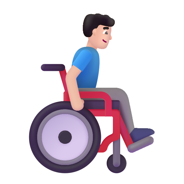 Man In Manual Wheelchair Facing Right Color Light Vector