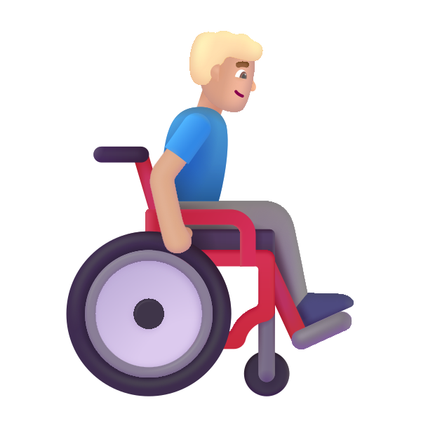 Man In Manual Wheelchair Facing Right Color Medium Light Vector