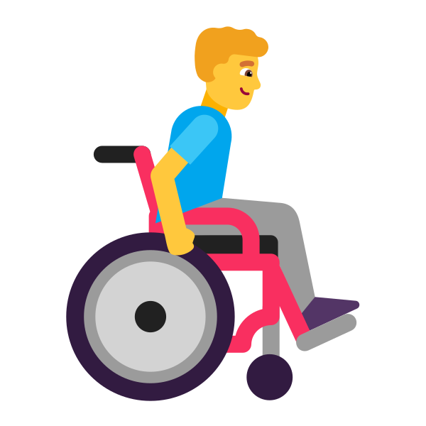 Man In Manual Wheelchair Facing Right Flat Default