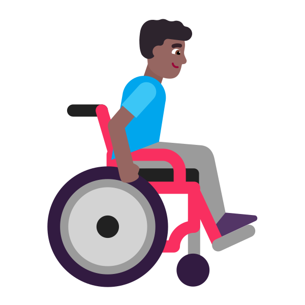 Man In Manual Wheelchair Facing Right Flat Medium Dark Vector