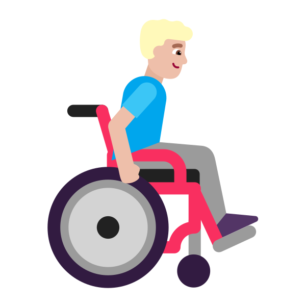 Man In Manual Wheelchair Facing Right Flat Medium Light