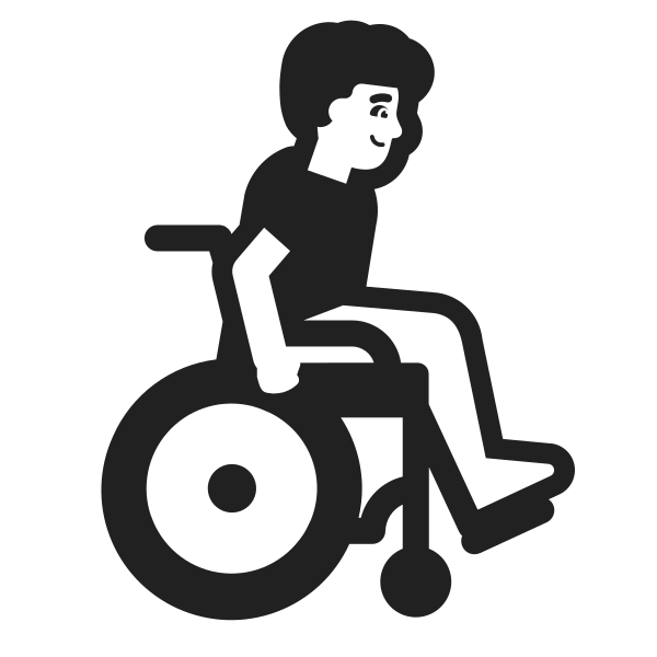 Man In Manual Wheelchair Facing Right High Contrast Default