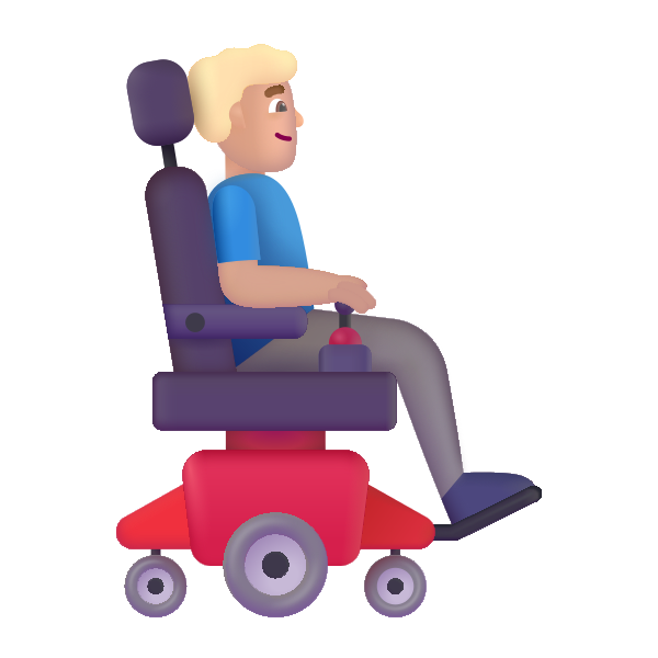 Man In Motorized Wheelchair Facing Right Color Medium Light