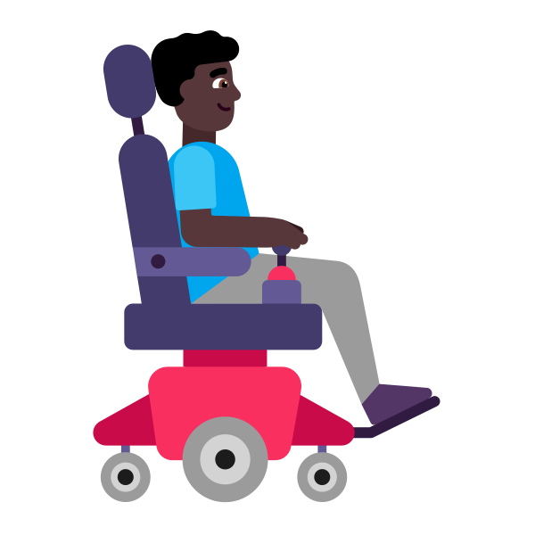 Man In Motorized Wheelchair Facing Right Flat Dark Vector