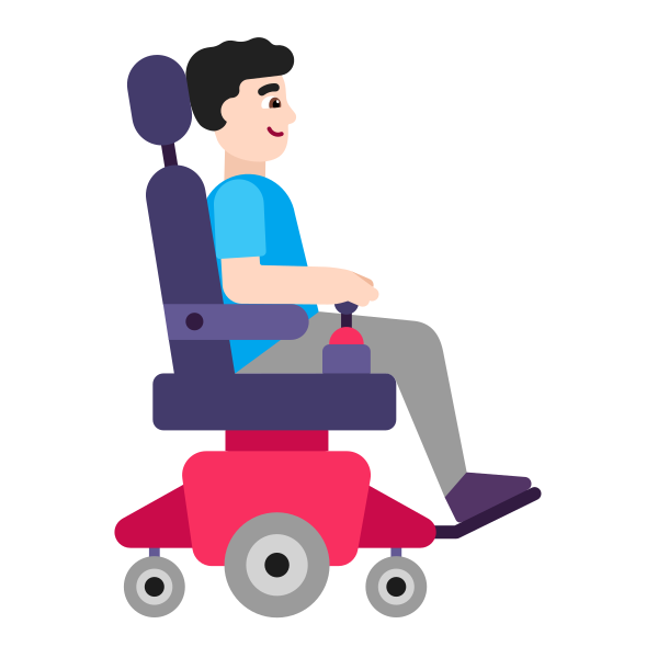 Man In Motorized Wheelchair Facing Right Flat Light