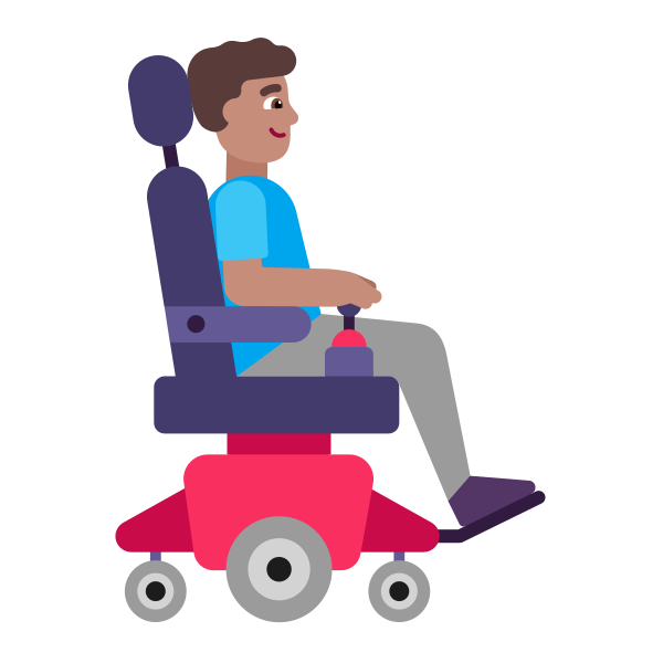 Man In Motorized Wheelchair Facing Right Flat Medium Vector