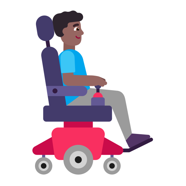 Man In Motorized Wheelchair Facing Right Flat Medium Dark