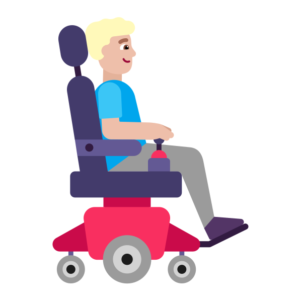 Man In Motorized Wheelchair Facing Right Flat Medium Light