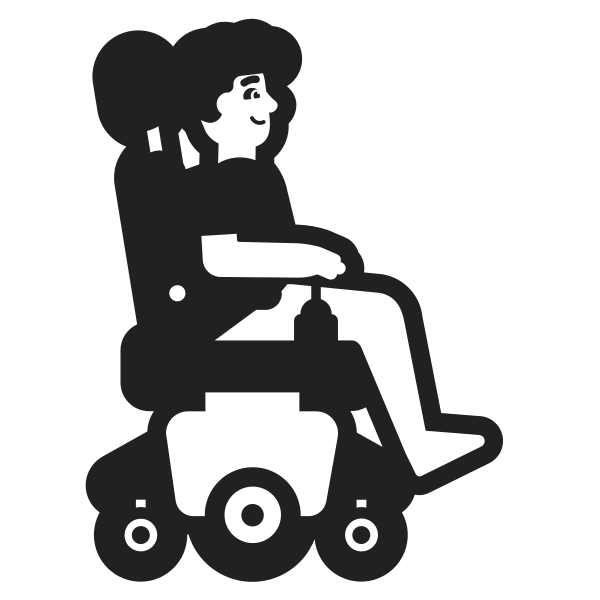 Man In Motorized Wheelchair Facing Right High Contrast Default