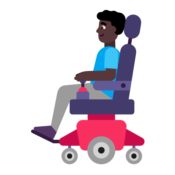 Man In Motorized Wheelchair Flat Dark Vector