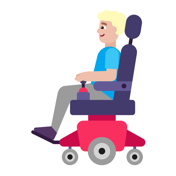Man In Motorized Wheelchair Flat Medium Light