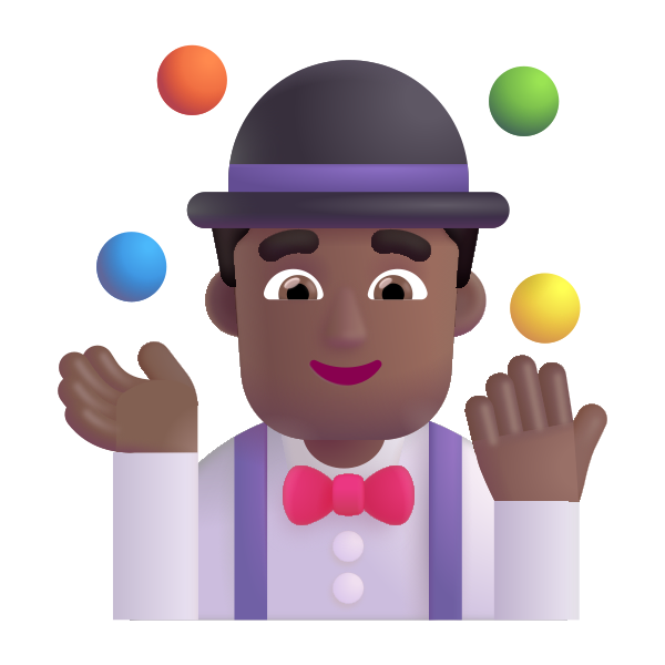 Man Juggling Color Medium Dark Vector