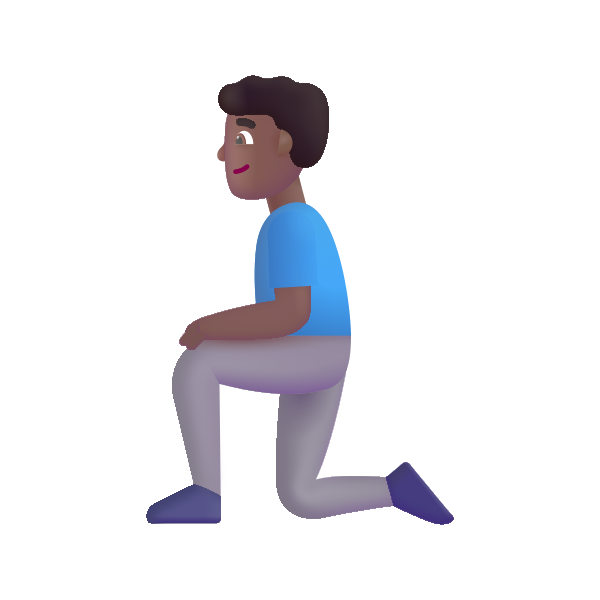 Man Kneeling Color Medium Dark Vector