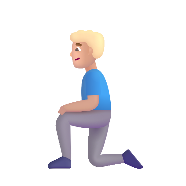 Man Kneeling Color Medium Light Vector