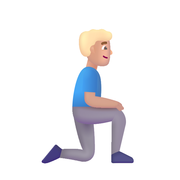 Man Kneeling Facing Right Color Medium Light