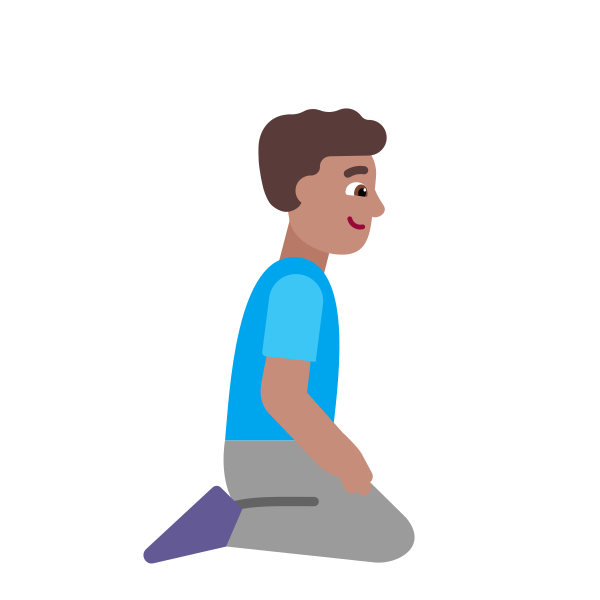 Man Kneeling Facing Right Flat Medium