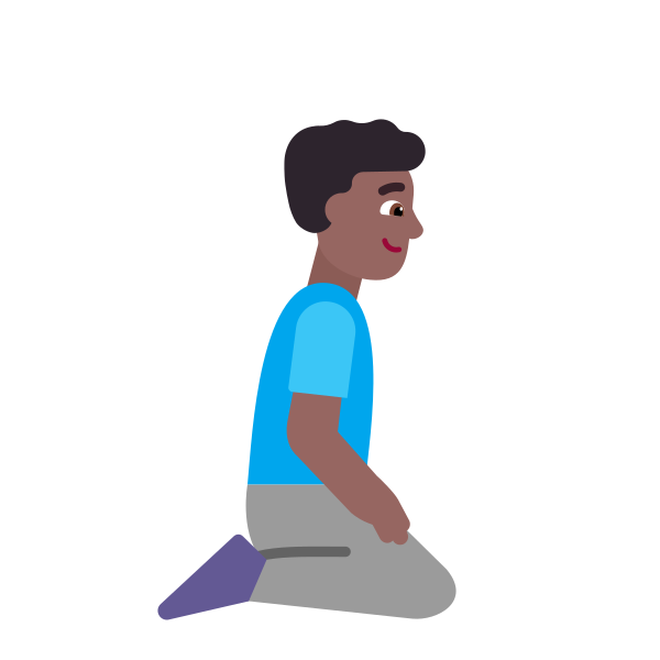 Man Kneeling Facing Right Flat Medium Dark Vector