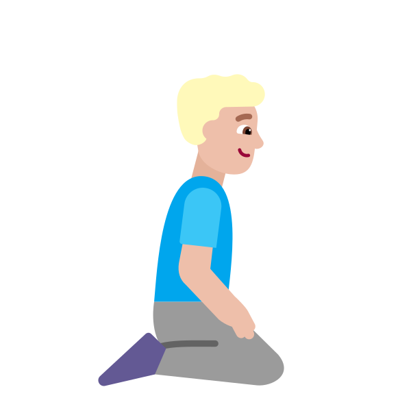Man Kneeling Facing Right Flat Medium Light Vector
