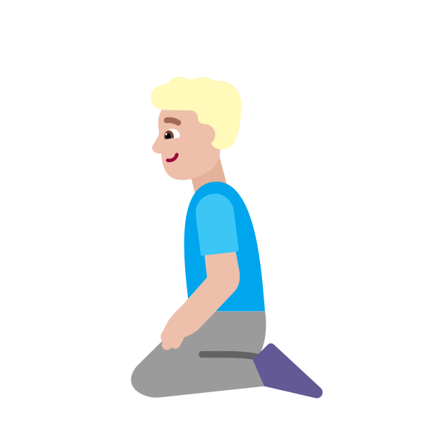 Man Kneeling Flat Medium Light Vector