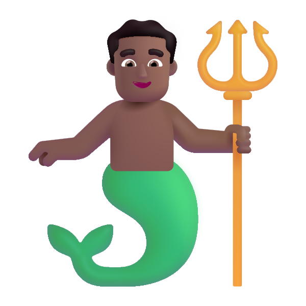 Man Merpeople Color Medium Dark Vector