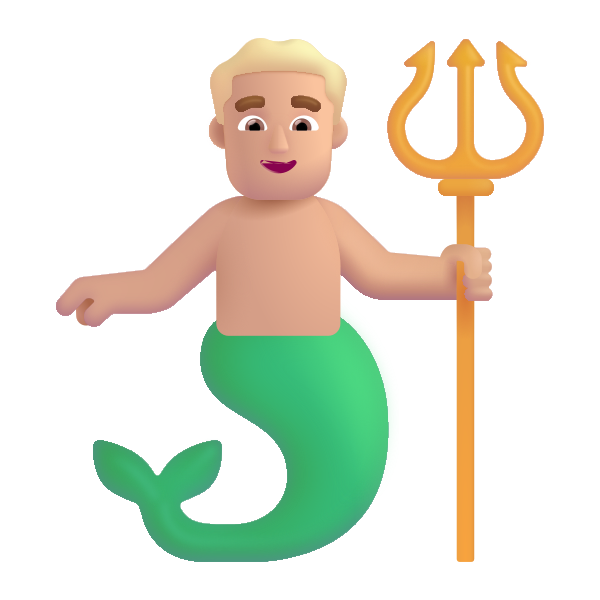 Man Merpeople Color Medium Light Vector