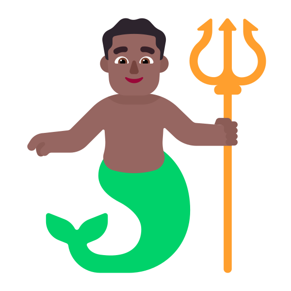 Man Merpeople Flat Medium Dark Vector