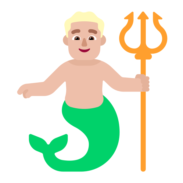 Man Merpeople Flat Medium Light Vector