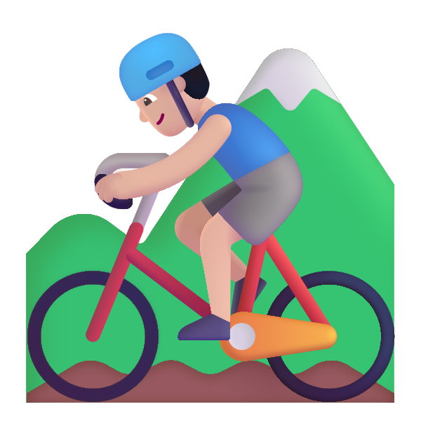 Man Mountain Biking Color Light Vector