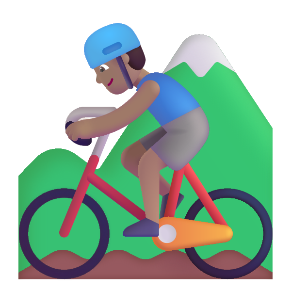 Man Mountain Biking Color Medium Vector