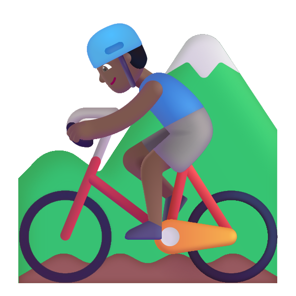Man Mountain Biking Color Medium Dark Vector
