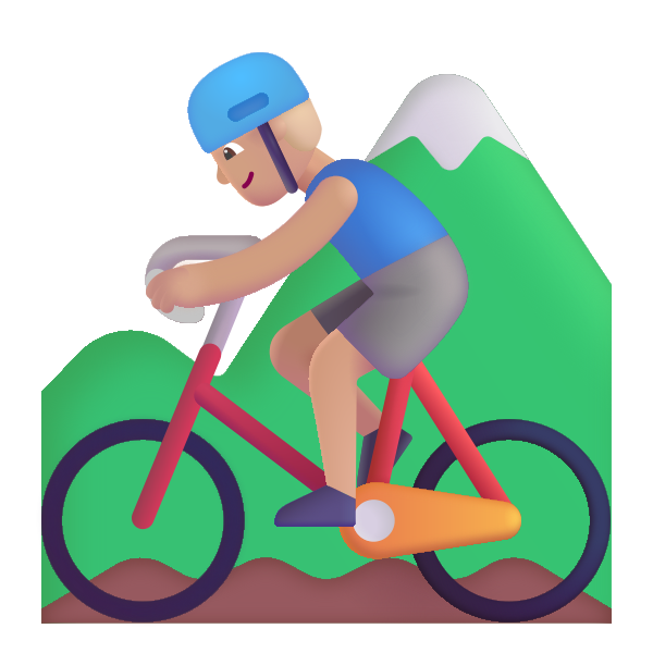 Man Mountain Biking Color Medium Light Vector
