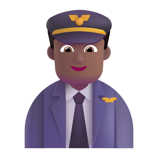 Man Pilot Color Medium Dark Vector