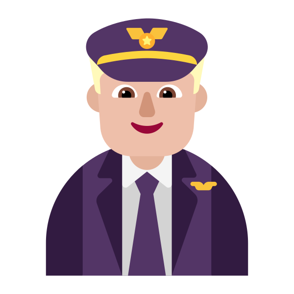 Man Pilot Flat Medium Light Vector