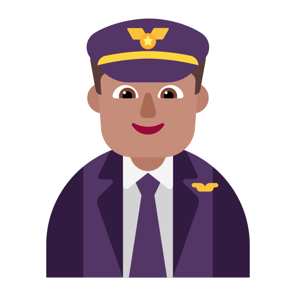 Man Pilot Flat Medium Vector