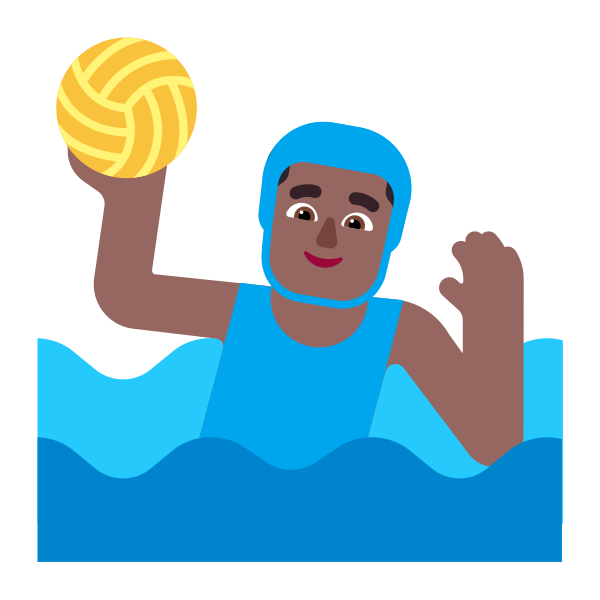 Man Playing Water Polo Flat Medium Dark
