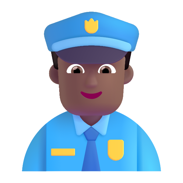 Man Police Officer Color Medium Dark