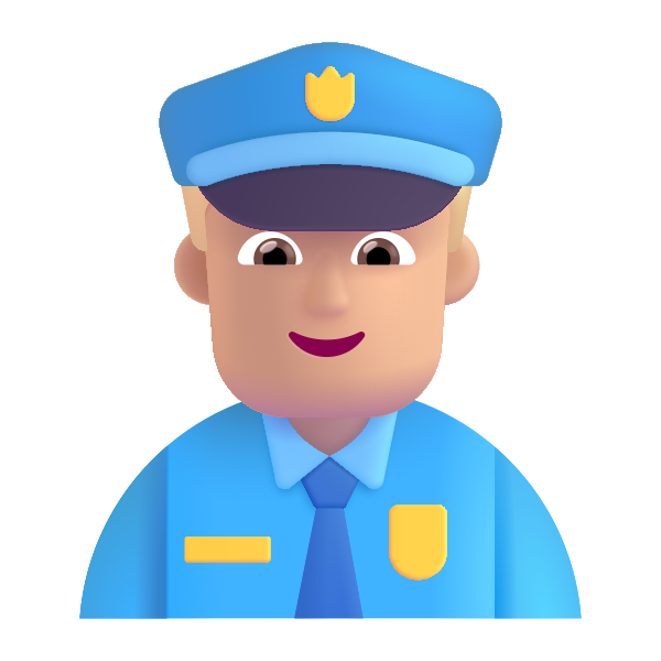 Man Police Officer Color Medium Light
