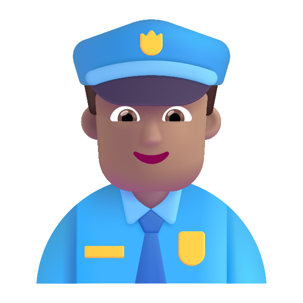 Man Police Officer Color Medium Vector