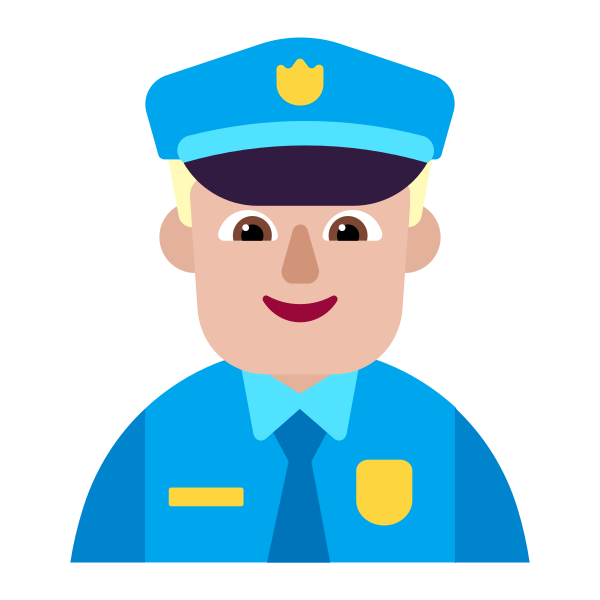 Man Police Officer Flat Medium Light Vector