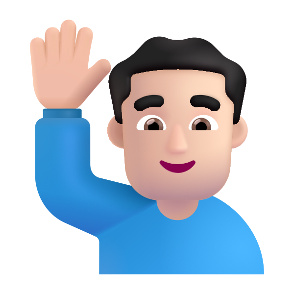 Man Raising Hand Color Light Vector