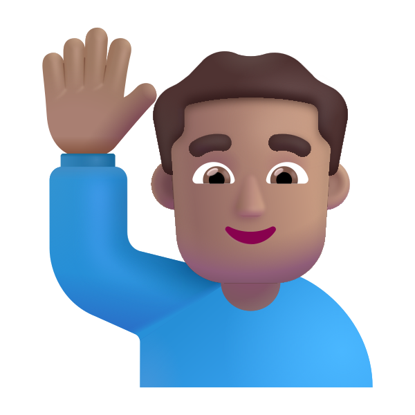 Man Raising Hand Color Medium Vector
