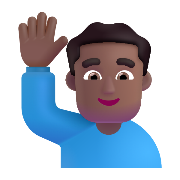 Man Raising Hand Color Medium Dark