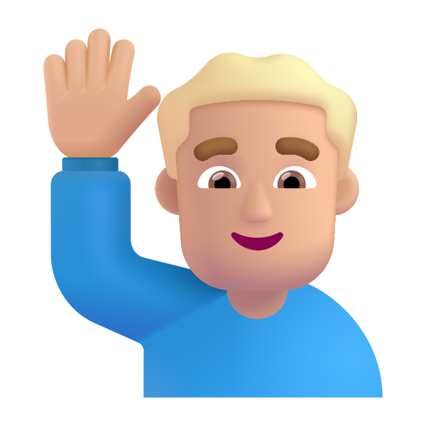 Man Raising Hand Color Medium Light Vector