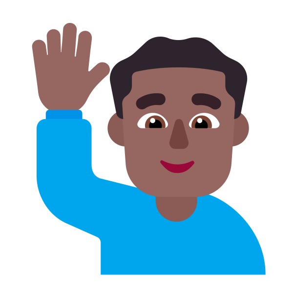 Man Raising Hand Flat Medium Dark Vector
