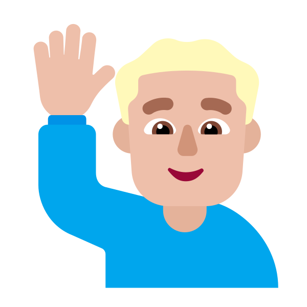 Man Raising Hand Flat Medium Light